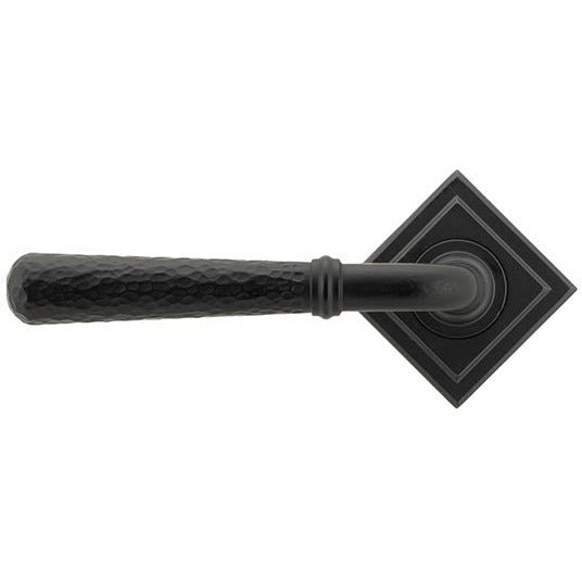 From The Anvil  - Hammered Newbury Lever on Rose Set (Square) - Matt Black - 45654 - Choice Handles