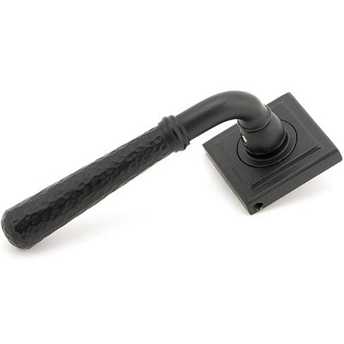 From The Anvil  - Hammered Newbury Lever on Rose Set (Square) - Matt Black - 45654 - Choice Handles