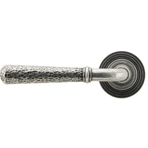 From The Anvil - Hammered Newbury Lever on Rose Set (Beehive) - Pewter Patina - 45657 - Choice Handles
