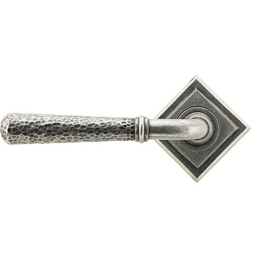 From The Anvil - Hammered Newbury Lever on Rose Set (Square) - Pewter Patina - 45658 - Choice Handles