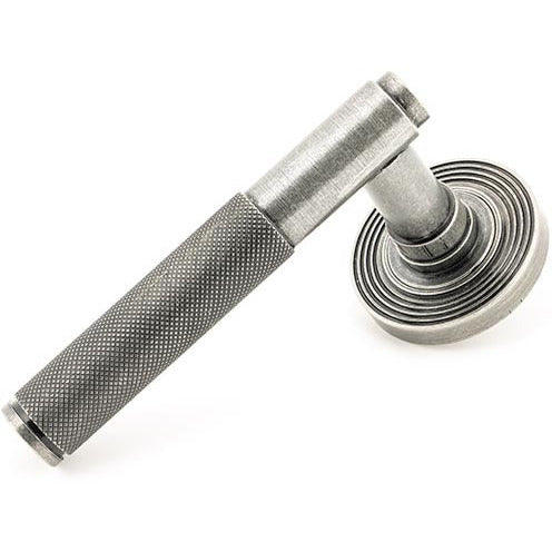 From The Anvil - Pewter Brompton Lever on Rose Set (Beehive) - Pewter Patina - 45681 - Choice Handles
