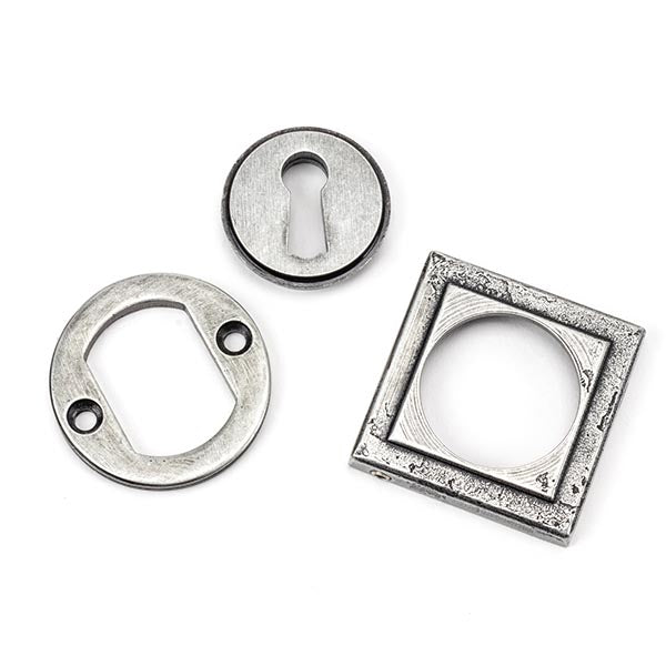 From The Anvil - Round Escutcheon (Square) - Pewter Patina - 45706 - Choice Handles