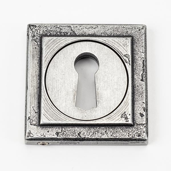 From The Anvil - Round Escutcheon (Square) - Pewter Patina - 45706 - Choice Handles