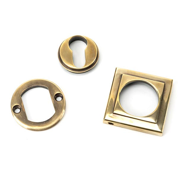 From The Anvil - Round Euro Escutcheon (Square) - Aged Brass - 45710 - Choice Handles