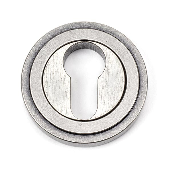 From The Anvil - Round Euro Escutcheon (Art Deco) - Pewter Patina - 45728 - Choice Handles