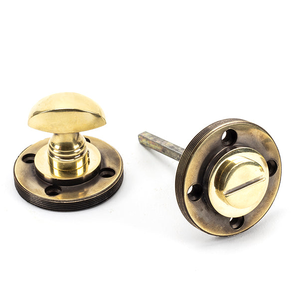 From The Anvil - Round Thumbturn Set (Plain) - Aged Brass - 45731 - Choice Handles