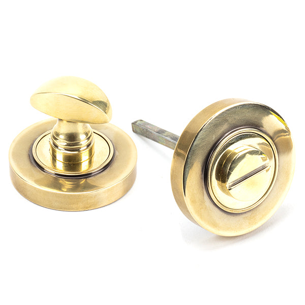 From The Anvil - Round Thumbturn Set (Plain) - Aged Brass - 45731 - Choice Handles
