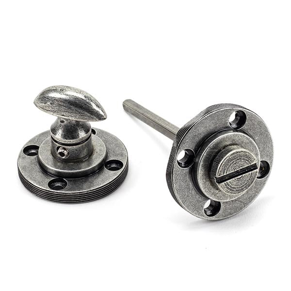 From The Anvil - Round Thumbturn Set (Plain) - Pewter Patina - 45751 - Choice Handles