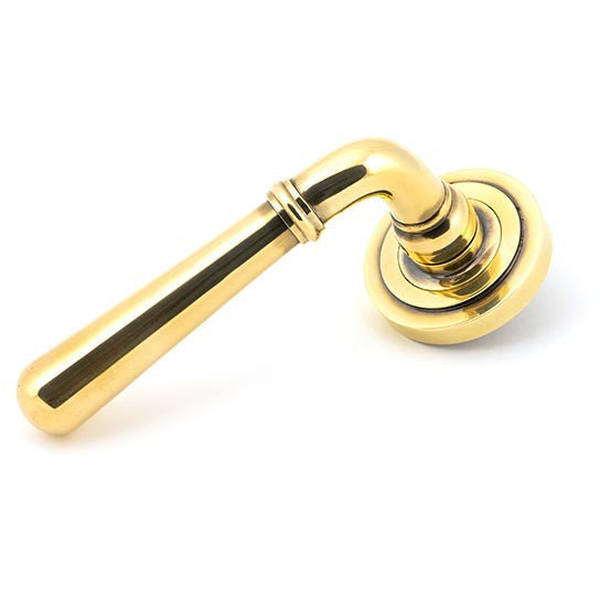 From The Anvil - Newbury Lever on Rose Set (Art Deco) - Aged Brass - 45756 - Choice Handles