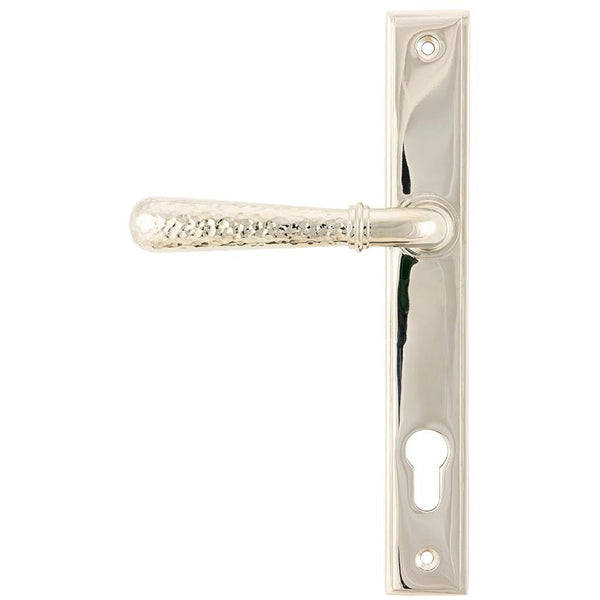 From The Anvil - Hammered Newbury Slimline Espag. Lock Set - Polished Nickel - 45771 - Choice Handles