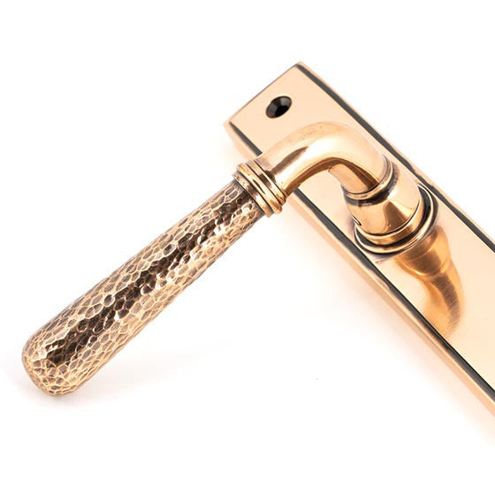From The Anvil - Hammered Newbury Slimline Espag. Lock Set - Polished Bronze - 45774 - Choice Handles