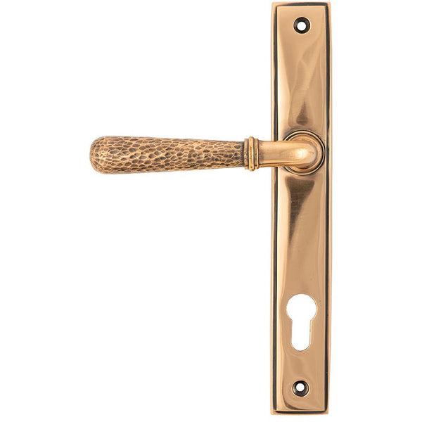 From The Anvil - Hammered Newbury Slimline Espag. Lock Set - Polished Bronze - 45774 - Choice Handles