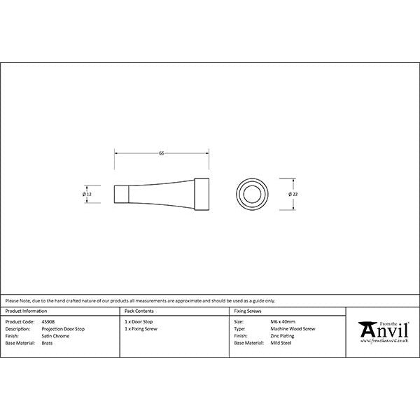 From The Anvil - Satin Chrome Projection Door Stop - Satin Chrome - 45908 - Choice Handles