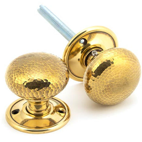 From The Anvil - Hammered Mushroom Mortice/Rim Knob Set - Aged Brass - 46031 - Choice Handles