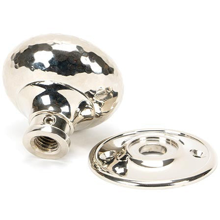 From The Anvil - Hammered Mushroom Mortice/Rim Knob Set - Polished Nickel - 46032 - Choice Handles