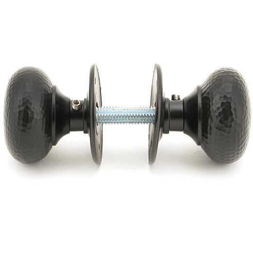 From The Anvil - Hammered Mushroom Mortice/Rim Knob Set - Aged Bronze - 46034 - Choice Handles