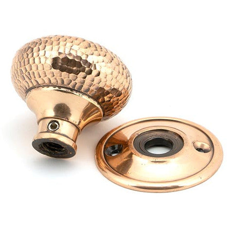 From The Anvil - Hammered Mushroom Mortice/Rim Knob Set - Polished Bronze - 46035 - Choice Handles
