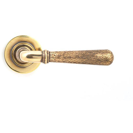 From The Anvil - Hammered Newbury Lever on Rose Set (Plain) - Aged Brass - 46069 - Choice Handles