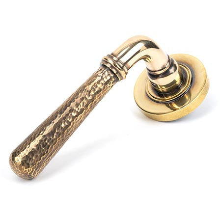 From The Anvil - Hammered Newbury Lever on Rose Set (Plain) - Aged Brass - 46069 - Choice Handles
