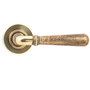 From The Anvil - Hammered Newbury Lever on Rose Set (Beehive) - Aged Brass - 46071 - Choice Handles