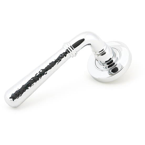 From The Anvil - Hammered Newbury Lever on Rose Set (Plain) - Polished Chrome - 46073 - Choice Handles