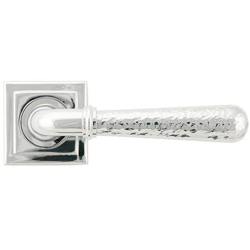 From The Anvil - Hammered Newbury Lever on Rose Set (Square) - Polished Chrome - 46076 - Choice Handles