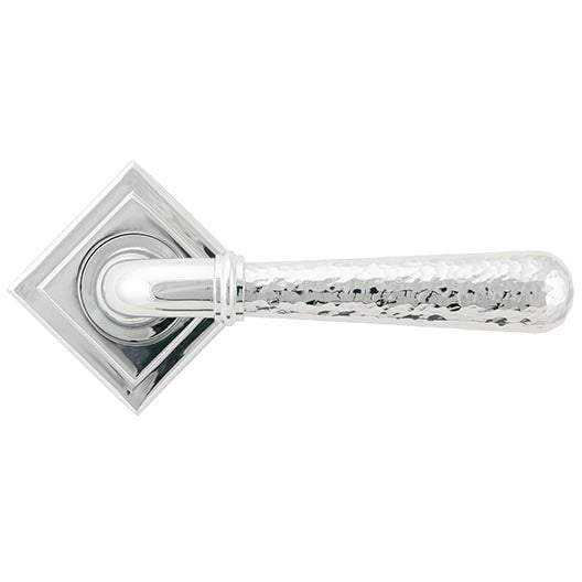 From The Anvil - Hammered Newbury Lever on Rose Set (Square) - Polished Chrome - 46076 - Choice Handles