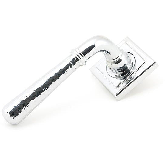 From The Anvil - Hammered Newbury Lever on Rose Set (Square) - Polished Chrome - 46076 - Choice Handles