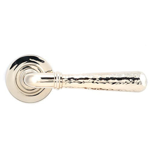From The Anvil - Hammered Newbury Lever on Rose Set (Plain) - Polished Nickel - 46077 - Choice Handles