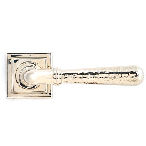 From The Anvil - Hammered Newbury Lever on Rose Set (Square) - Polished Nickel - 46080 - Choice Handles