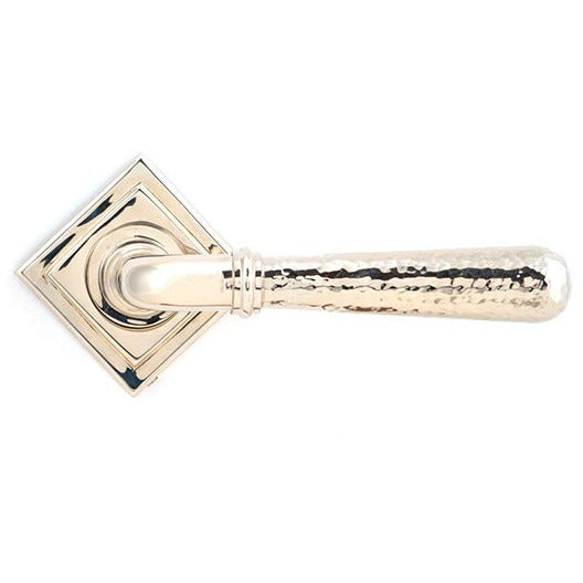 From The Anvil - Hammered Newbury Lever on Rose Set (Square) - Polished Nickel - 46080 - Choice Handles