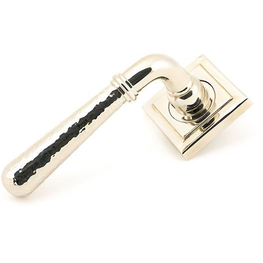 From The Anvil - Hammered Newbury Lever on Rose Set (Square) - Polished Nickel - 46080 - Choice Handles