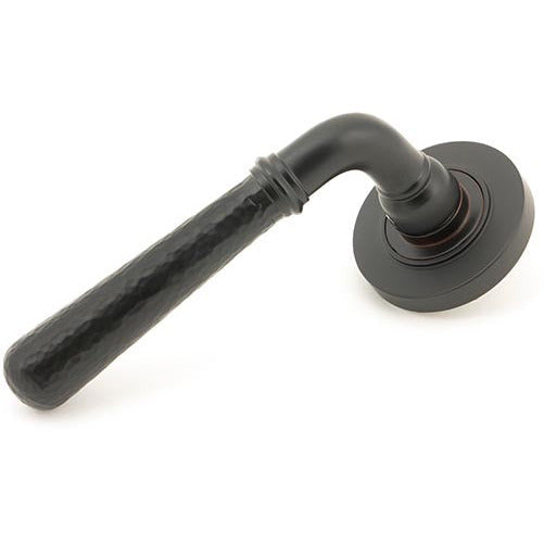 From The Anvil - Hammered Newbury Lever on Rose Set (Plain) - Aged Bronze - 46081 - Choice Handles