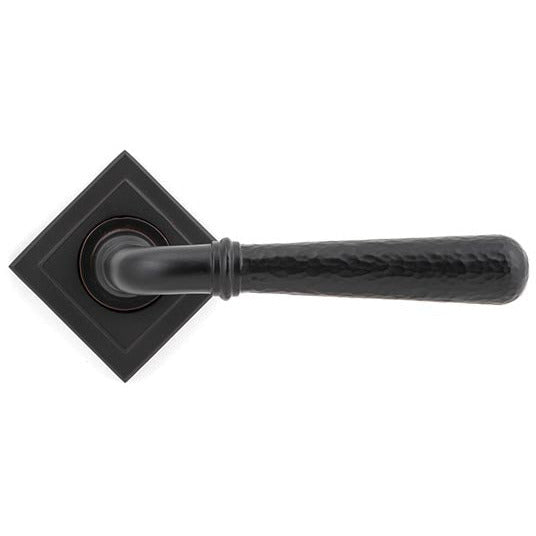 From The Anvil - Hammered Newbury Lever on Rose Set (Square) - Aged Bronze - 46084 - Choice Handles
