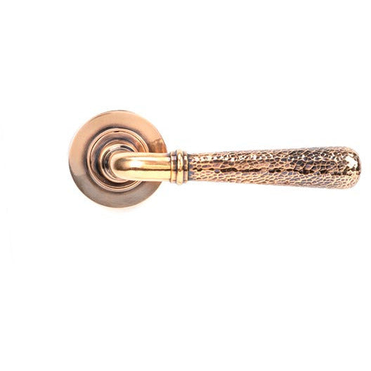 From The Anvil - Hammered Newbury Lever on Rose Set (Plain) - Polished Bronze - 46085 - Choice Handles