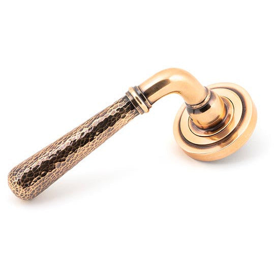 From The Anvil - Hammered Newbury Lever on Rose Set (Art Deco) - Polished Bronze - 46086 - Choice Handles