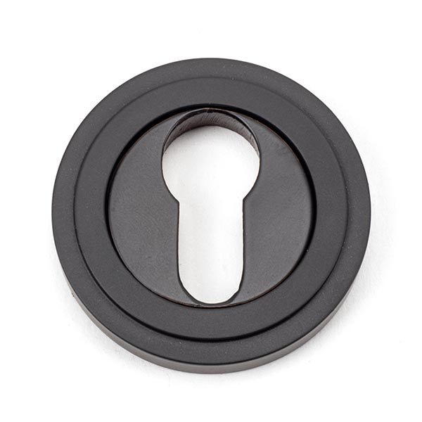 From The Anvil - Round Euro Escutcheon (Art Deco) - Aged Bronze - 46122 - Choice Handles