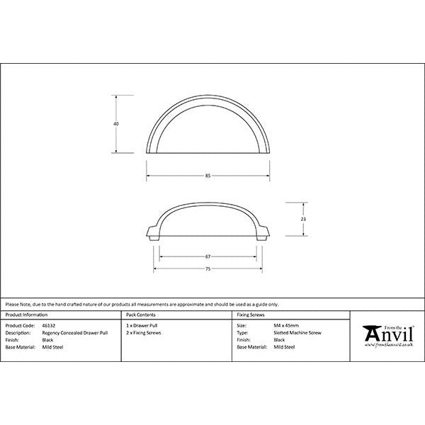 From The Anvil - Regency Concealed Drawer Pull - Black - 46132 - Choice Handles