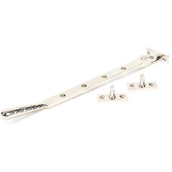 From The Anvil - 10" Hammered Newbury Stay - Polished Nickel - 46151 - Choice Handles
