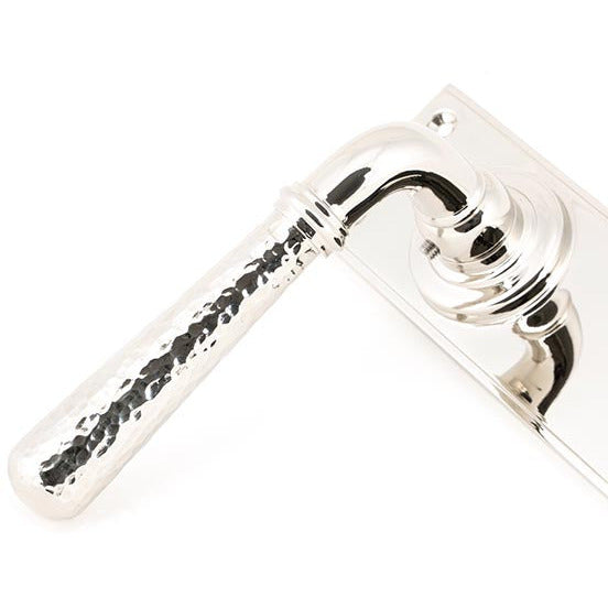 From The Anvil - Hammered Newbury Lever Euro Lock Set - Polished Nickel - 46220 - Choice Handles
