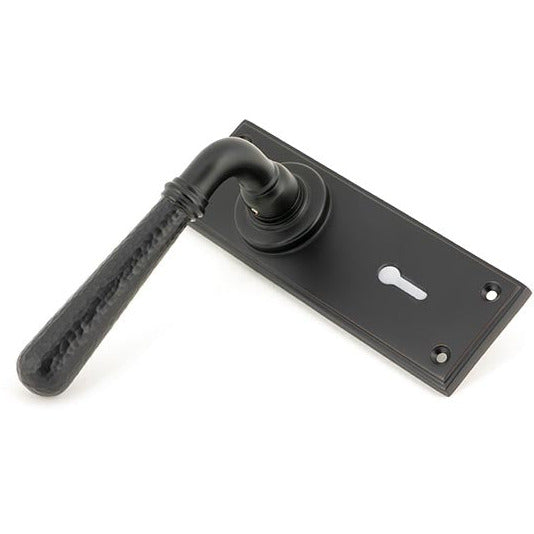 From The Anvil - Hammered Newbury Lever Lock Set - Aged Bronze - 46221 - Choice Handles