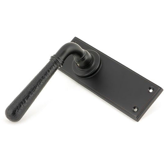 From The Anvil - Hammered Newbury Lever Latch Set - Aged Bronze - 46222 - Choice Handles