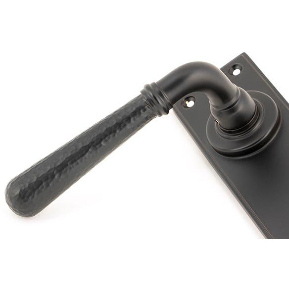 From The Anvil - Hammered Newbury Lever Latch Set - Aged Bronze - 46222 - Choice Handles