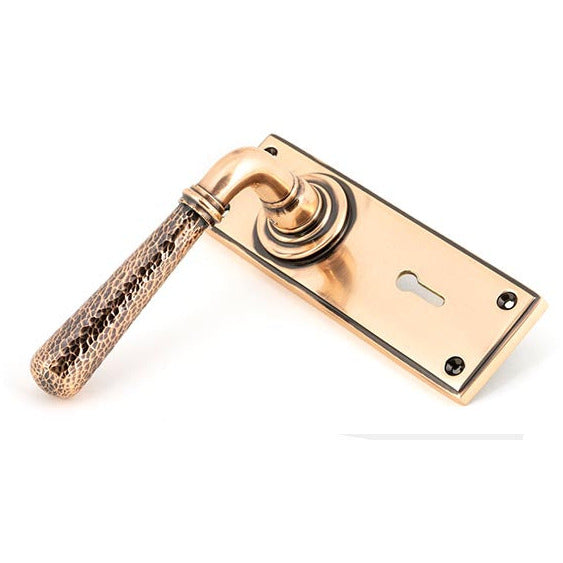From The Anvil - Hammered Newbury Lever Lock Set - Polished Bronze - 46225 - Choice Handles