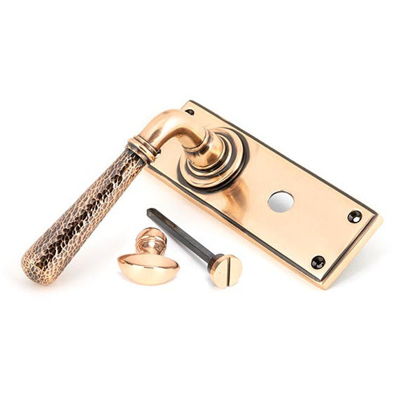 From The Anvil - Hammered Newbury Lever Bathroom Set - Polished Bronze - 46227 - Choice Handles