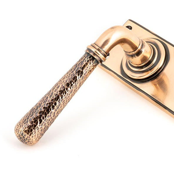 From The Anvil - Hammered Newbury Lever Euro Lock Set - Polished Bronze - 46228 - Choice Handles