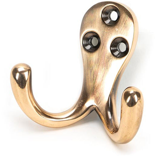From The Anvil - Celtic Double Robe Hook - Polished Bronze - 46300 - Choice Handles