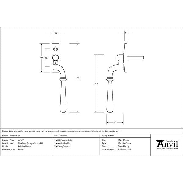 From The Anvil - Newbury Espag - RH - Polished Brass - 46527 - Choice Handles