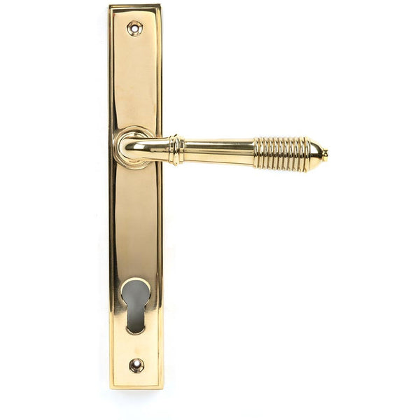 From The Anvil - Reeded Slimline Lever Espag. Lock Set - Polished Brass - 46545 - Choice Handles