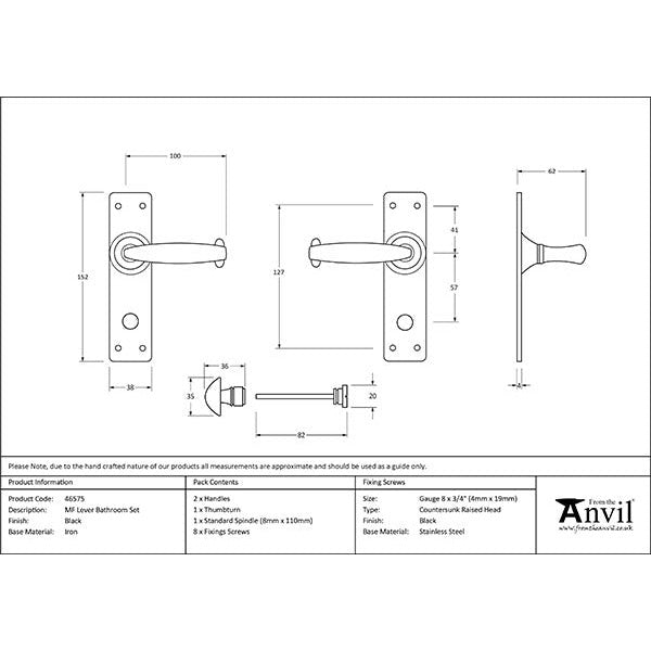 From The Anvil - MF Lever Bathroom Set - Black - 46575 - Choice Handles